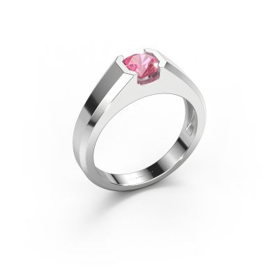 Men's ring Indigo 585 white gold pink sapphire 6 mm