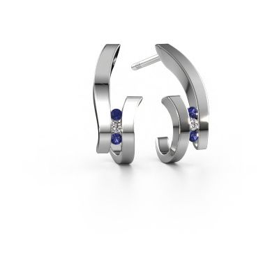 Boucles d'oreilles Juliette 585 or blanc saphir 1.5 mm