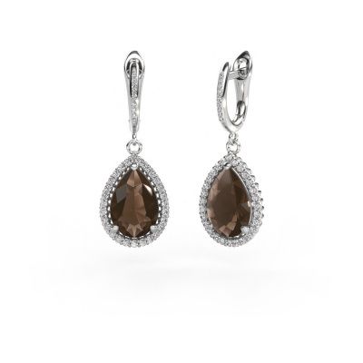 Pendants d'oreilles Tilly per 4 585 or blanc quartz fumé 12x8 mm