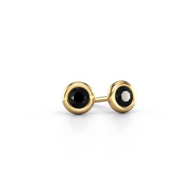 Clous d'oreilles Lieke RND 585 or jaune diamant noir 0.60 crt