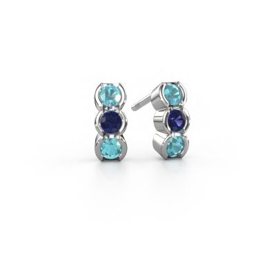Boucles d'oreilles Lotte 585 or blanc topaze bleue 3 mm
