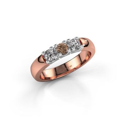 Ring Rianne 3 585 rosé goud bruine diamant 0.450 crt