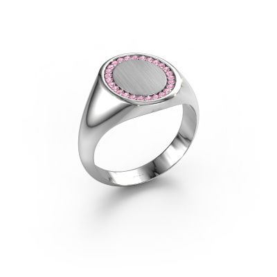 Men's ring Floris Oval 3 585 white gold pink sapphire 1.2 mm