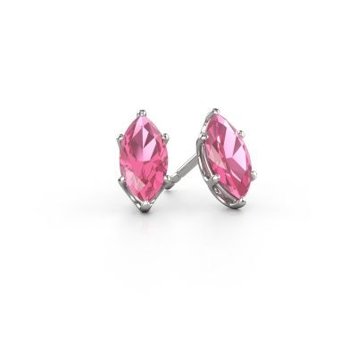 Clous d'oreilles Sam MRQ 585 or blanc saphir rose 10x5 mm