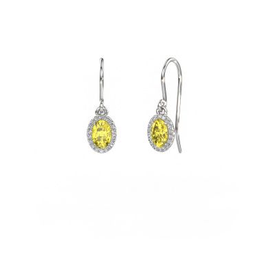 Drop earrings Seline ovl 585 white gold yellow lab grown diamond 6x4 mm