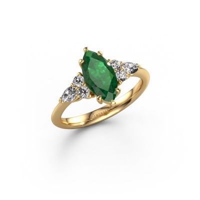 Engagement ring Melani MRQ 585 gold emerald 11x5.5 mm