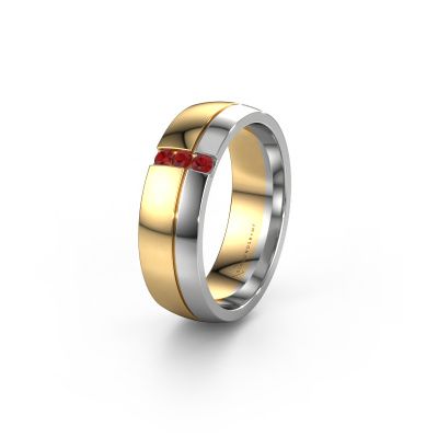 Wedding ring WH0223L56A 585 gold ruby ±0.24x0.07 in