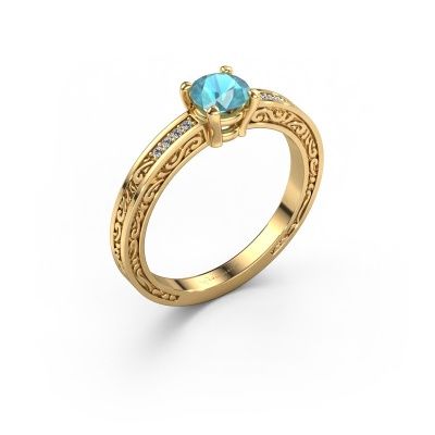 Verlobungsring Claudette 2 585 Gold Blau Topas 5 mm