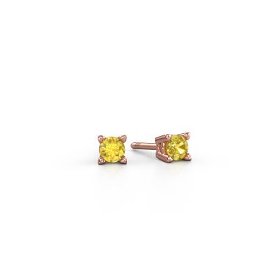 Clous d'oreilles Cather 585 or rose saphir jaune 4 mm