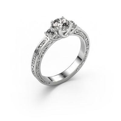 Bague de fiançailles Betty 1 585 or blanc zircone 5 mm