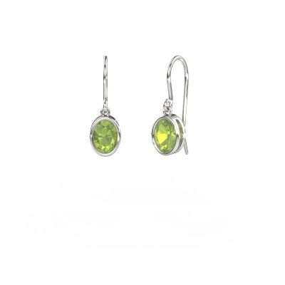 Earrings Lavon OVL 585 white gold peridot 7x5 mm