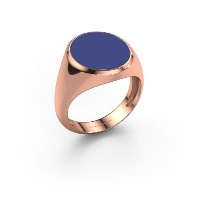 Signet ring Herman 5 light 585 rose gold blue enamel 15x13 mm