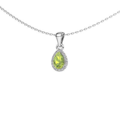 Pendant Seline per 585 white gold peridot 6x4 mm