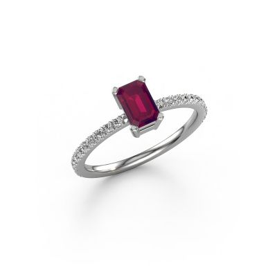 Engagement ring Denita 2 EME 950 platinum rhodolite 6x4 mm