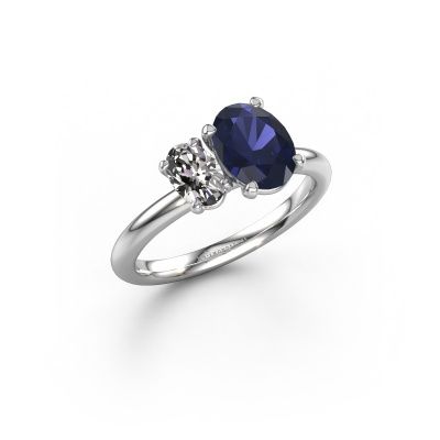 Engagement ring Toi et Moi OVL-OVL 585 white gold sapphire 8x6 mm