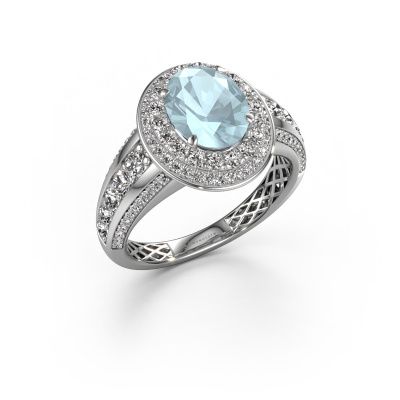 Engagement ring Nancie 950 platinum aquamarine 9x7 mm