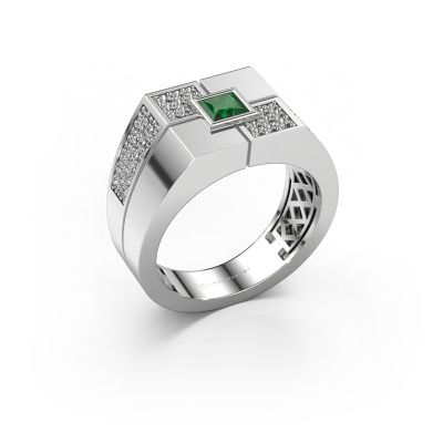 Men's ring Rogier 950 platinum emerald 4 mm