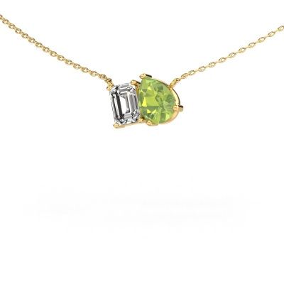 Pendant Toi et Moi PER EME 585 gold peridot 8x6 mm