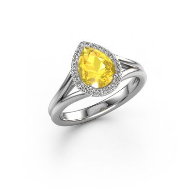 Engagement ring Verla pear 1 950 platinum yellow sapphire 8x6 mm