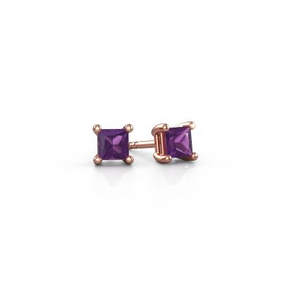Stud earrings Sam square 585 rose gold amethyst 4 mm