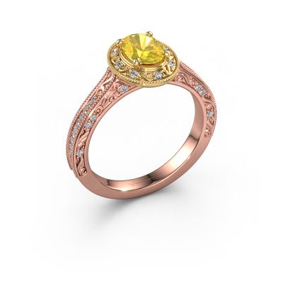 Engagement ring Alice OVL 585 rose gold yellow sapphire 7x5 mm
