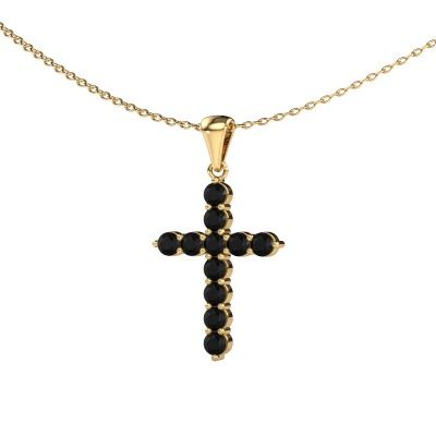 Pendant Cross 585 gold black diamond 0.792 crt