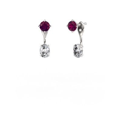Drop earrings Kate RND-OVL 950 platinum rhodolite 5 mm