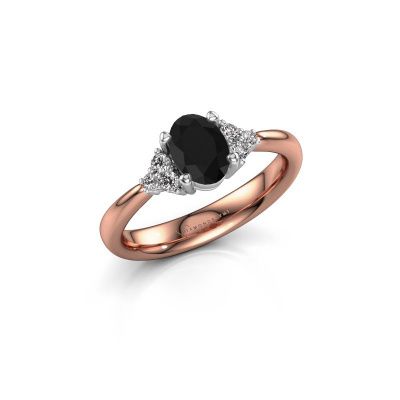 Verlovingsring Aleida OVL 1 585 rosé goud zwarte diamant 1.18 crt