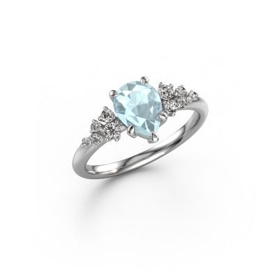 Ring Royce PER 585 white gold aquamarine 8x6 mm
