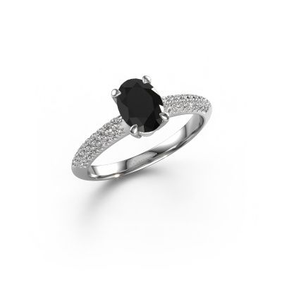 Engagement ring Morane OVL 950 platinum black diamond 1.377 crt