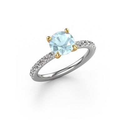 Engagement ring Crystal RND 2 585 white gold aquamarine 7 mm