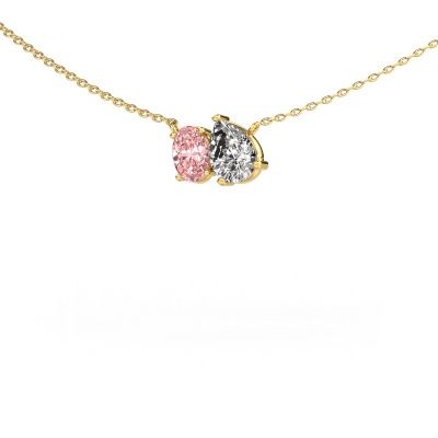 Pendant Toi et Moi PER OVL 585 gold diamond 0.65 crt