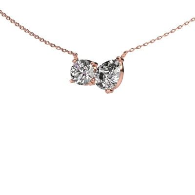 Pendant Toi et Moi RND PER 585 rose gold diamond 1.80 crt