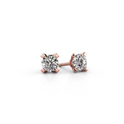 Clous d'oreilles Isa 585 or rose diamant 0.40 crt