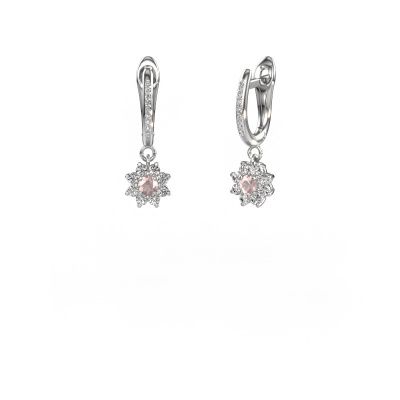 Drop earrings Camille 2 950 platinum morganite champagne 3 mm