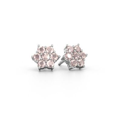 Clous d'oreilles Bonita 950 platine champagne morganite 2.4 mm