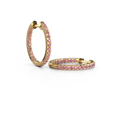 Hoop earrings Jackie 15 mm B 585 gold tourmaline pink 2 mm