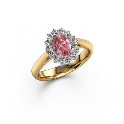 Engagement ring Margien 1 585 gold pink lab grown diamond 7x5 mm