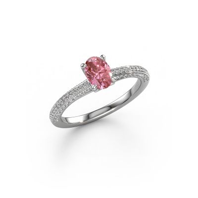 Verlobungsring Elenore ovl 950 Platin rosa Labordiamant 6.5x4.5 mm