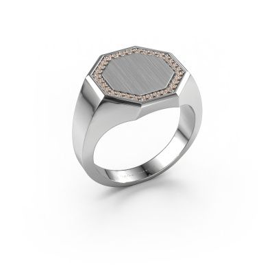 Herrenring Floris Octa 3 585 Weißgold Braun Diamant 0.24 crt