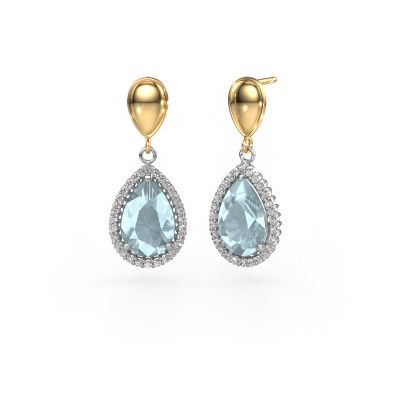 Drop earrings Tilly per 1 585 white gold aquamarine 12x8 mm
