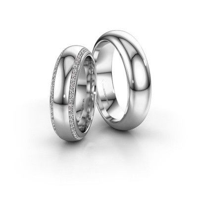Wedding rings set WH6132LM36C ±0.24x0.09in 14 Carat white gold diamond 0.005 crt