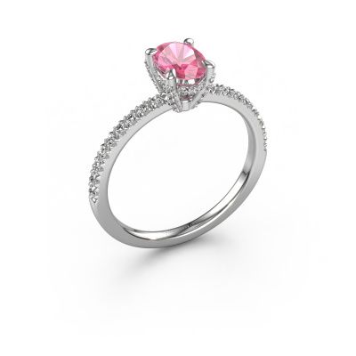 Verlobungsring Saskia 1 ovl 950 Platin Pink Saphir 7x5 mm