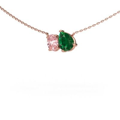Pendant Toi et Moi PER OVL 585 rose gold emerald 8x6 mm