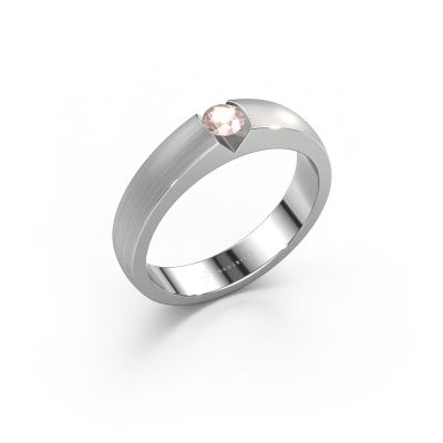 Engagement ring Theresia 585 white gold morganite champagne 3.4 mm