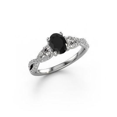Engagement ring Marilou OVL 950 platinum black diamond 1.46 crt