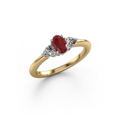Engagement ring Chanou OVL 585 gold ruby 7x5 mm