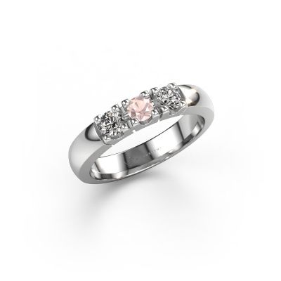 Ring Rianne 3 950 platinum morganite champagne 3.4 mm