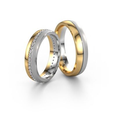 Eheringe set WH0203LM25BPM ±5x2 mm 14 Karat Gold Diamant 0.44 crt