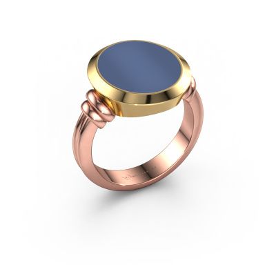 Signet ring Jake 4 585 rose gold blue sardonyx 15x13 mm